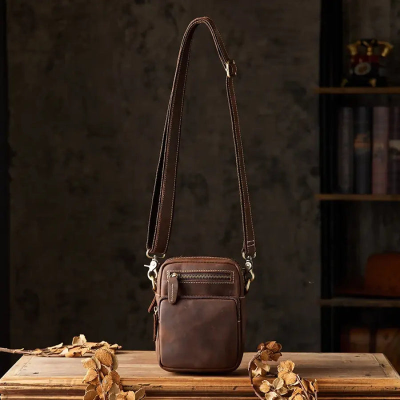 Bolsa Artesanal em Couro Legítimo Vintage Retro