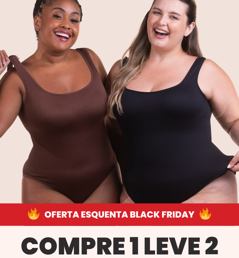 2 Bodys Shaper Canelado - Compre 1 Leve 2