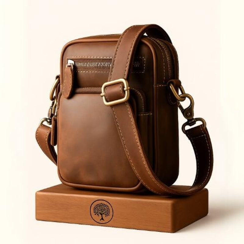 Bolsa Artesanal em Couro Legítimo Vintage Retro