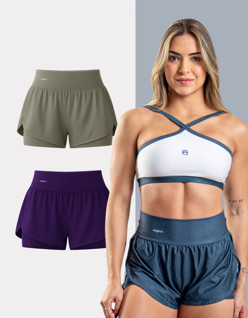 Kit 2 Shorts Corrida Duplo